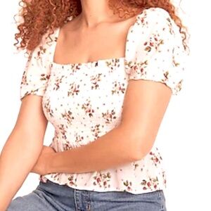 J. Crew Puff-sleeve Smocked Top in Strawberry Floral